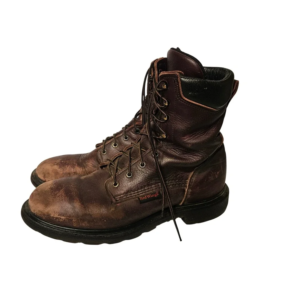 Red Wing 608 Work Boots Mens 13 Brown Leather 8 Inch Lace Up EH Made in USA